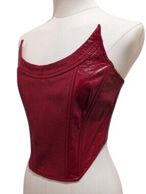 SAMPLE PIECE: Red Faux Leather Vampiric Bustier (Small) ‼️open to Offers
